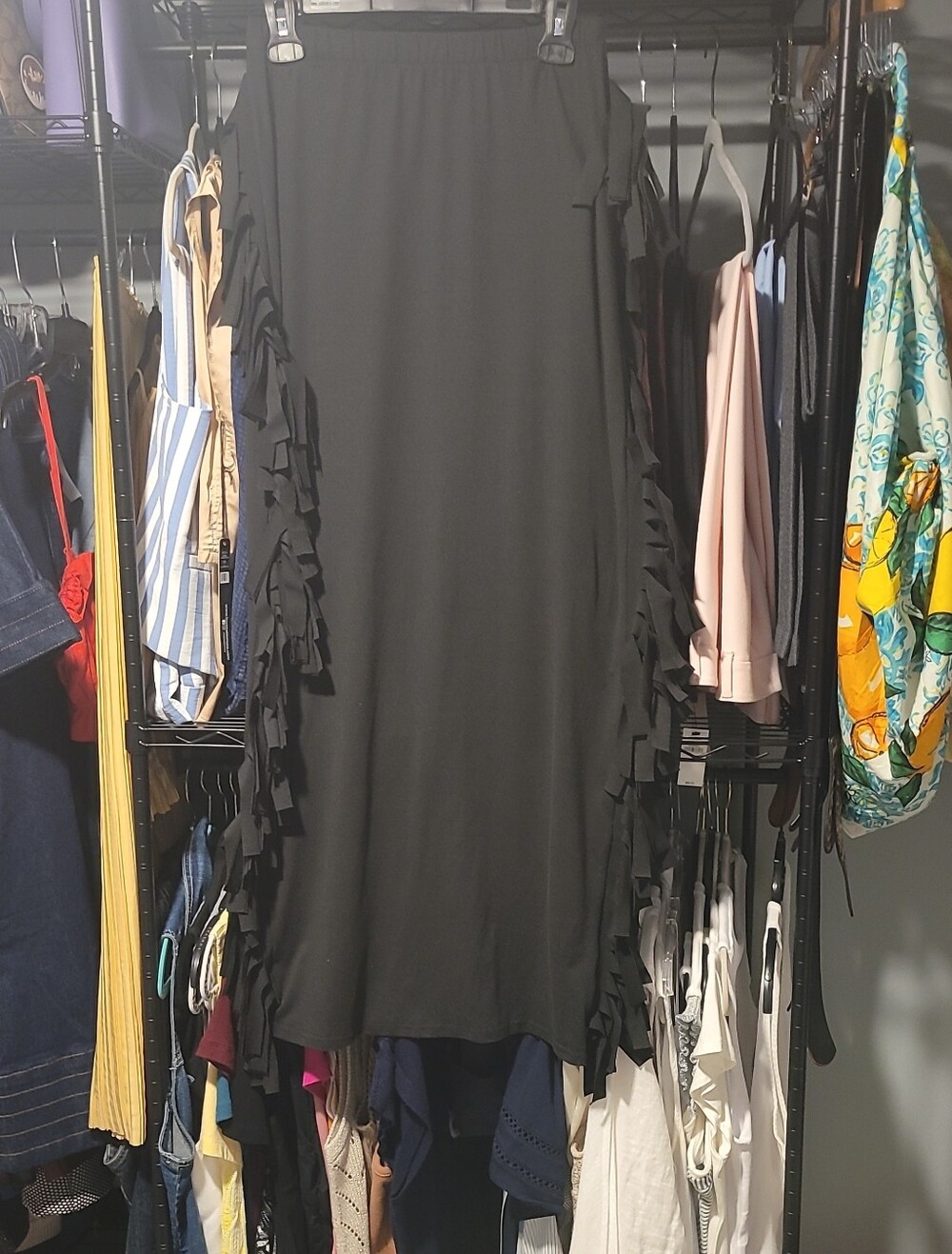 5 For $25 Black Fringe Midi Dress - Women